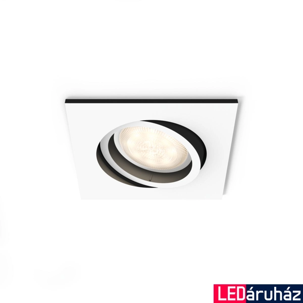 Philips Hue Milliskin fehér süllyesztett spotlámpa bővítő, négyzet, White Ambiance, 1x5,5W, 350lm, 2200-6500K változtatható fehér, 1xGU10 LED fényforrás, 8719514338609