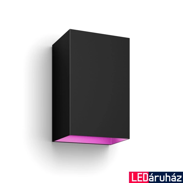 Philips Hue Resonate kültéri fekete fali lámpa, lefelé és felfelé világít, White and Color Ambiance, 2x8W, 1200lm, RGBW 2000-6500K, IP44, 1746430P7