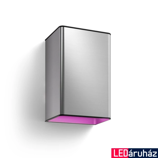 Philips Hue Resonate kültéri inox fali lámpa, lefelé és felfelé világít, White and Color Ambiance, 2x8W, 1200lm, RGBW 2000-6500K, IP44, 1746447P7