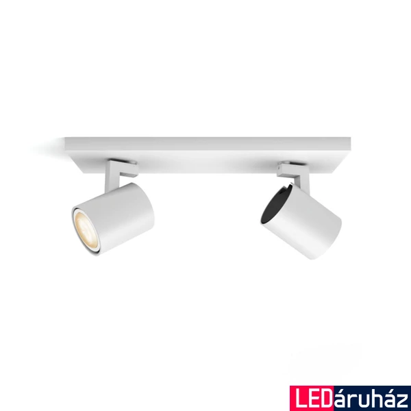 Philips Hue Runner fehér fali/mennyezeti spotlámpa, 2 spotfejjel, White Ambiance, 2x5W, 700lm, 2200-6500K változtatható fehér, 2xGU10 LED fényforrás + DimSwitch, 8719514338142