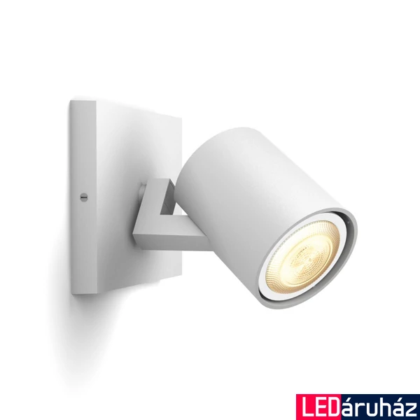Philips Hue Runner fehér fali spotlámpa, 1 spotfejjel, White Ambiance, 1x5,5W, 350lm, 2200-6500K változtatható fehér, 1xGU10 LED fényforrás + DimSwitch, 8719514338203