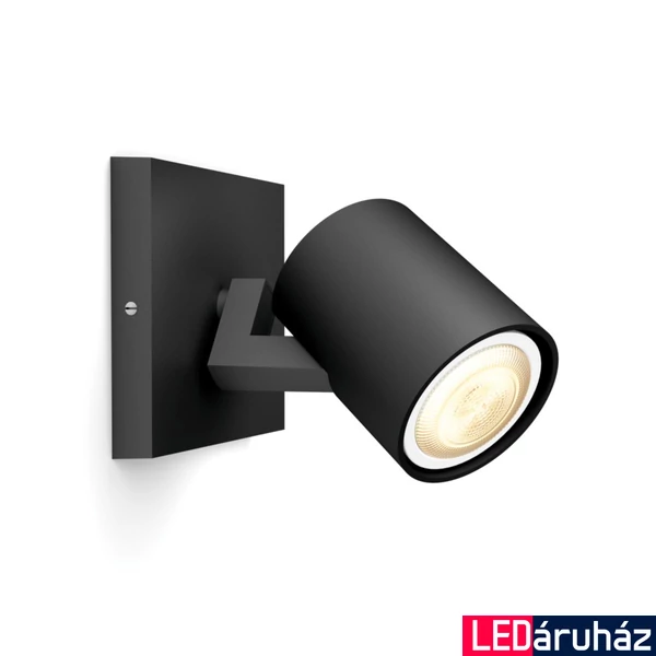 Philips Hue Runner fekete fali spotlámpa, 1 spotfejjel, White Ambiance, 1x5,5W, 350lm, 2200-6500K változtatható fehér, 1xGU10 LED fényforrás + DimSwitch, 8719514338326