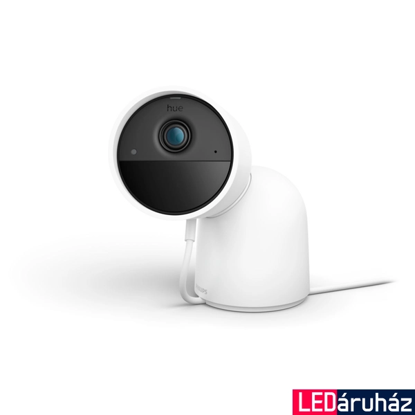 Philips Hue Secure vezetékes okos kamera asztali állvánnyal, 1080p HD-videó, végpontok közti titkosítás, IP65, fehér, 8719514496156