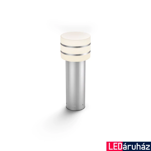 Philips Hue Tuar kültéri inox állólámpa, White, 9W, 806lm, 2700K melegfehér, 1xE27 LED fényforrás, IP44, 1740547P0