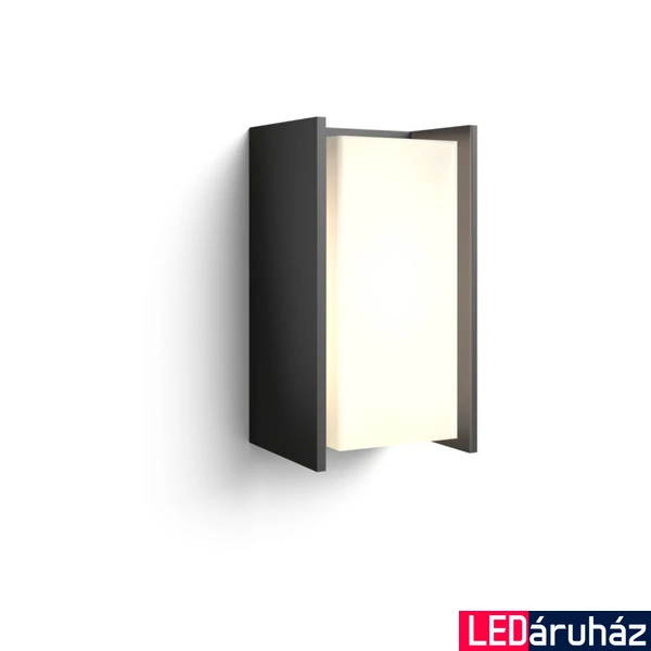 Philips Hue Turaco kültéri antracitszürke fali lámpa, White, 9W, 806lm, 2700K melegfehér, 1xE27 LED fényforrás, IP44, 1647293P0