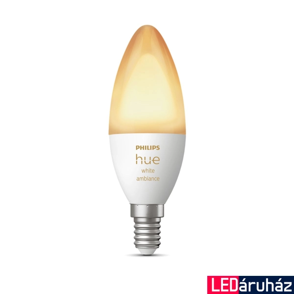 Philips Hue White Ambiance E14 LED gyertya fényforrás, 4W, 470lm, 2200-6500K változtatható fehér, 8719514356658