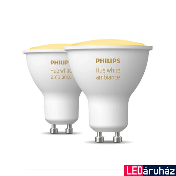 Philips Hue White Ambiance GU10 LED spot dupla csomag, 2xGU10, 5W, 350lm, 2200-6500K változtatható fehér, 8719514340121