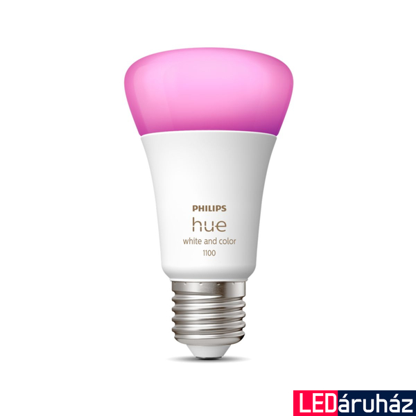 Philips Hue White and Color Ambiance E27 LED fényforrás, 9W, 1100lm, RGBW 2000-6500K, 8719514291171
