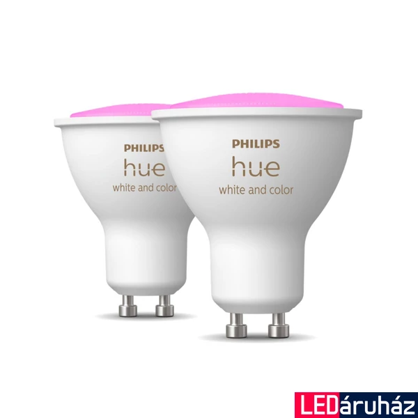 Philips Hue White and Color Ambiance GU10 LED spot dupla csomag, 2xGU10, 5W, 350lm, RGBW 2000-6500K,, 8719514340084