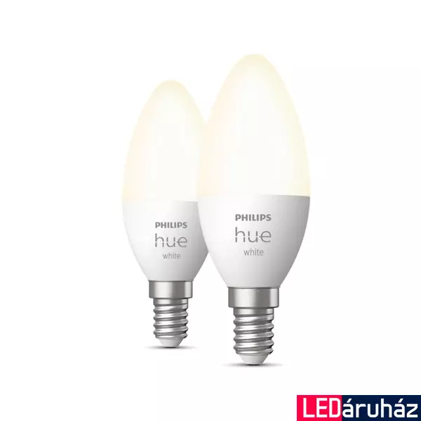 Philips Hue White E14 LED gyertya dupla csomag, 2xE14, 5,5W, 470lm, 2700K melegfehér, 8719514320628