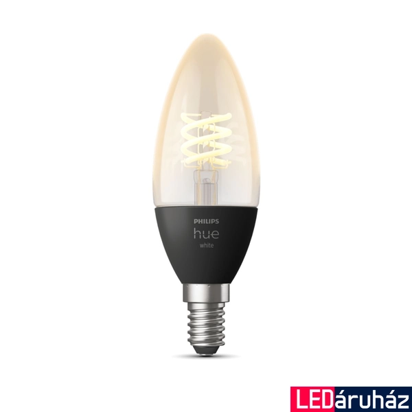 Philips Hue White E14 LED gyertya filament vintage fényforrás, 4,5W, 300lm, 2100K ultra-melegfehér, 8719514302235