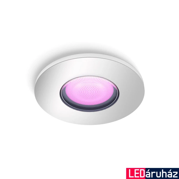 Philips Hue Xamento króm fürdőszobai süllyesztett spotlámpa, kör, White and Color Ambiance, 1x5W, 350lm, RGBW 2000-6500K, 1xGU10 LED fényforrás, IP44, 8719514355347