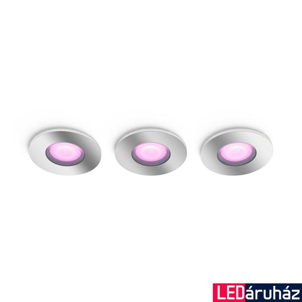 Philips Hue Xamento króm fürdőszobai süllyesztett spotlámpa 3db-os csomag, kör, White and Color Ambiance, 3x5W, 1050lm, RGBW 2000-6500K, 3xGU10 LED fényforrás, IP44, 8719514355392