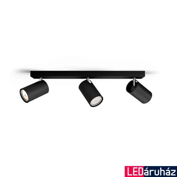 Philips Kosipo fekete mennyezeti LED szpotlámpa, GU10 foglalattal, max. 3x10W, 5059330PN