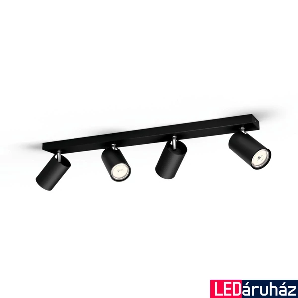 Philips Kosipo fekete mennyezeti LED szpotlámpa, GU10 foglalattal, max. 4x10W, 5059430PN