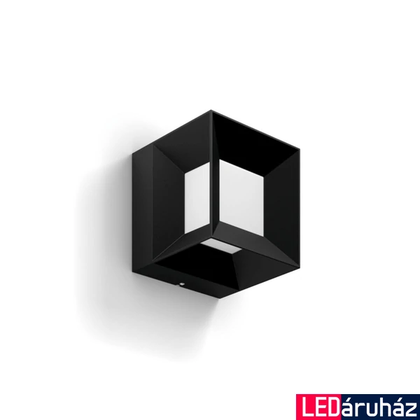 Philips Parterre fekete kültéri fali LED lámpa, beépített LED, 1x8W, IP44, 1648030P0