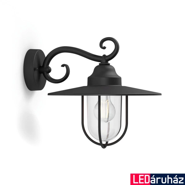 Philips Pasture fekete kültéri fali lámpa E27 foglalattal, 1627030PN