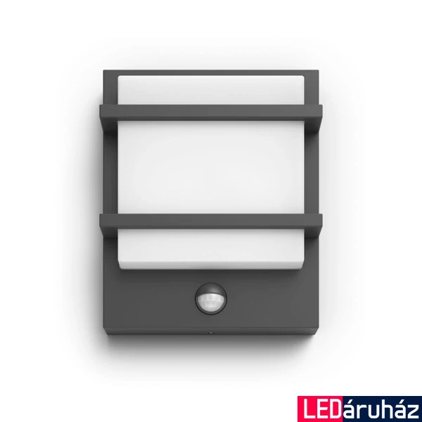 Philips Petronia kültéri falra szerelhető LED lámpa, antracit, 1 x 12W, 1200 lm, 2700K melegfehér, mozgásérzékelővel
