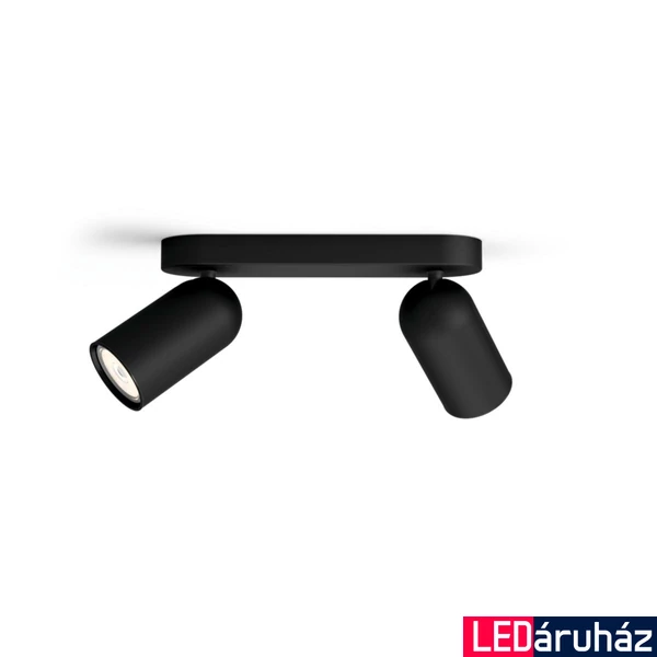 Philips Pongee fekete mennyezeti szpotlámpa, GU10 foglalattal, max. 2x10W, 5058230PN
