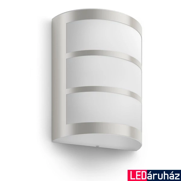 Philips Python kültéri falra szerelhető LED lámpa, inox, 1x6W, 2700K melegfehér, 173234716