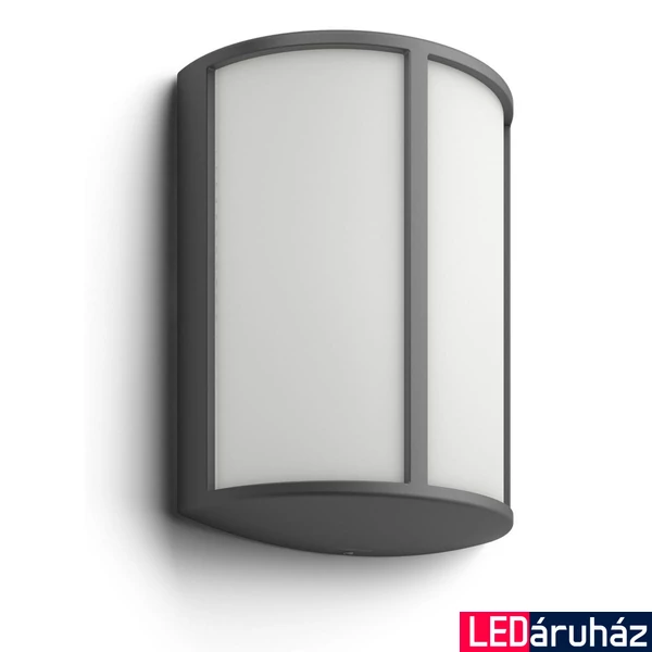 Philips Stock kültéri falra szerelhető LED lámpa, antracitszürke, 1x6W, 600 lm, 2700K melegfehér, 164649316