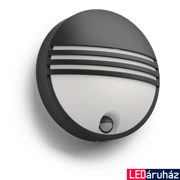 Philips Yarrow IR kültéri falra szerelhető mozgásérzékelős LED lámpa, fekete, 1x6W, 2700K melegfehér, 172973016