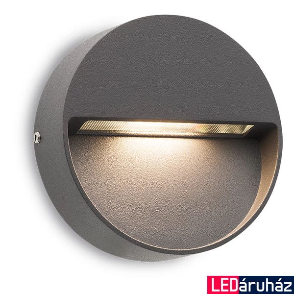 Kültéri Fali lámpa, szürke, 3000K melegfehér, beépített LED, 160 lm, Redo Even 9149
