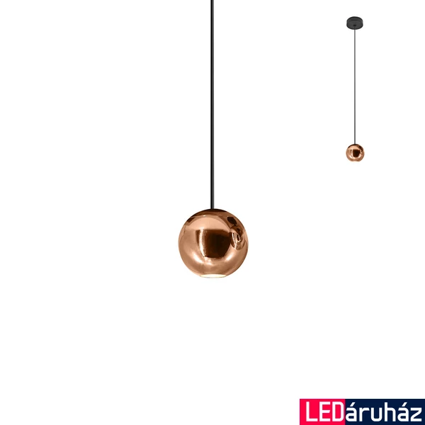 1 ágú függeszték, rosegold, 3000K melegfehér, beépített LED, 270 lm, Redo Obo 01-2358