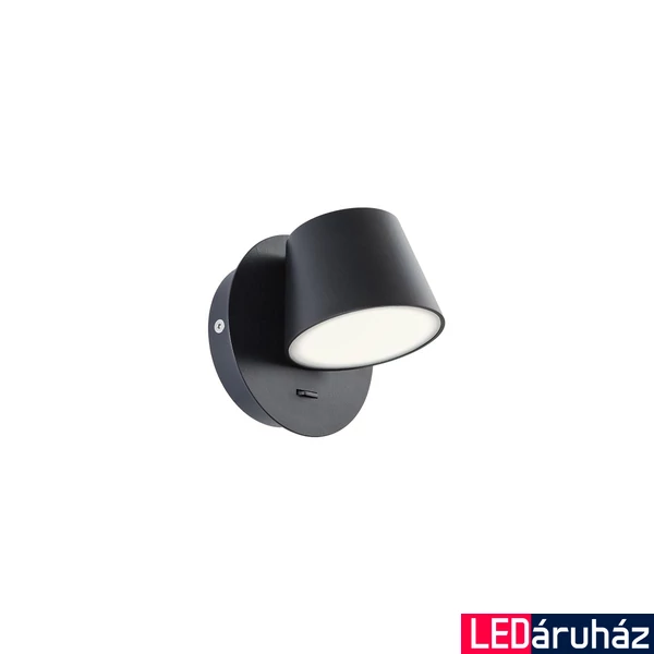 Fali lámpa, fekete, 3000K melegfehér, beépített LED, 768 lm, Redo Shaker 01-1739