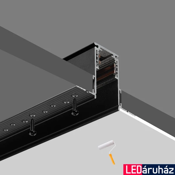 Ledium Magnetis MG20 R1 mágneses süllyesztett LED világítási sín, 48V, 4 vezetékes, trimless, 2m, fekete