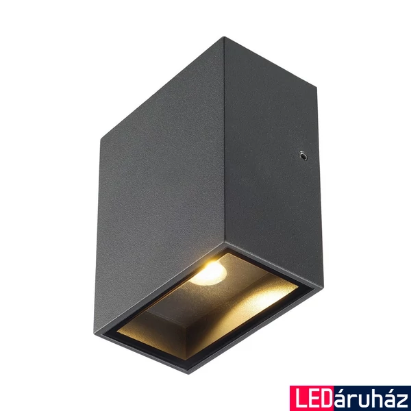 Kültéri Fali lámpa, antracit, 3000K melegfehér, 260 lm, CRI 96, 110°, SLV Quad 1 XL 232435