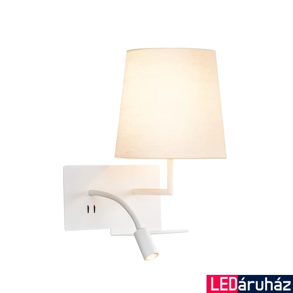 Fali lámpa, olvasókar, polc, 2xUSB csatlakozó, jobb, fehér, 3000K melegfehér, 120 lm, 110°, SLV Somnila Flex 1003460