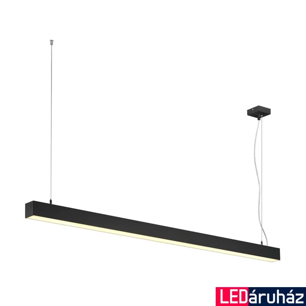 Függeszték, 150cm széles, fekete, 3000K melegfehér, 3700 lm, CRI 80, 120°, UGR 28, SLV Q-Line 1001309