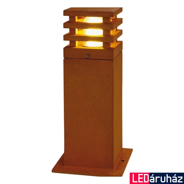 Kültéri Állólámpa, 40cm magas, rozsda, E27, SLV Rusty Square 229420