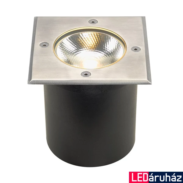 Kültéri Beépíthető lámpa, 12,6x12,6cm, rozsdamentes acél (inox), 3000K melegfehér, 580 lm, CRI 80, 120°, SLV Rocci 227604