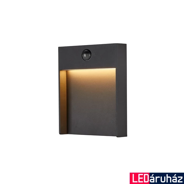 Kültéri Fali lámpa, mozgásérzékelővel, antracit, 3000K/4000K CCT kapcsolóval, 600 lm, CRI 80, SLV Flatt 1002954
