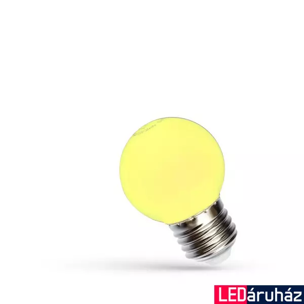 E27 kisgömb sárga LED fényforrás party fényfüzérhez, 1W, 270°,  IP20, SPECTRUM-WOJ11798