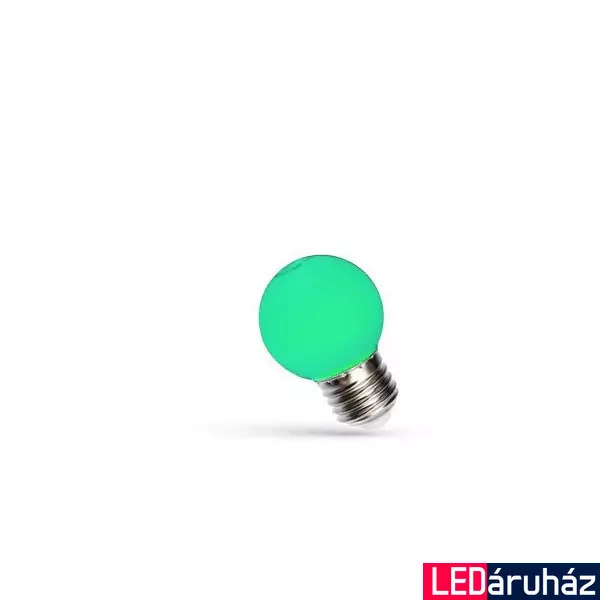 E27 kisgömb zöld LED fényforrás party fényfüzérhez, 1W, 270°,  IP20, SPECTRUM-WOJ11796