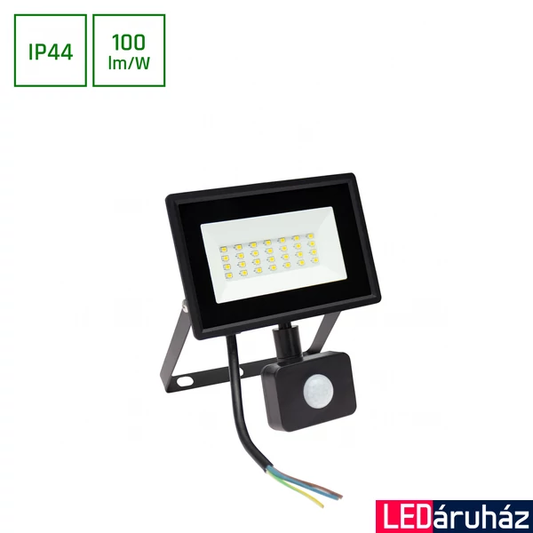 Kültéri Reflektor, mozgásérzékelős, fekete, 4000K melegfehér, beépített LED, 2000 lm, CRI >70, 100°, SPECTRUM LED SLI029049NW_CZUJNIK_PW
