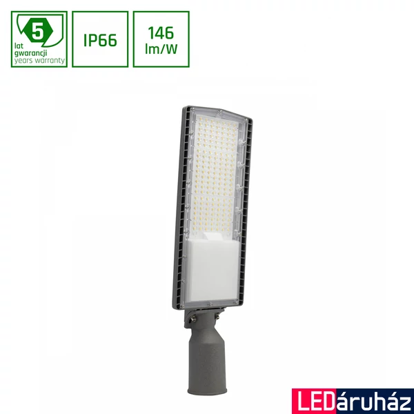 Kültéri Utcai lámpa, szürke, 4000K melegfehér, beépített LED, 14000 lm, CRI 70, 130/80°, SPECTRUM LED SLI027015NW_PW