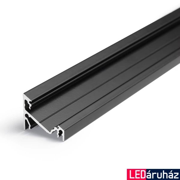 Topmet Corner14 alumínium LED sarok profil, fekete (előlap: E, F) - A4020021 - szálban