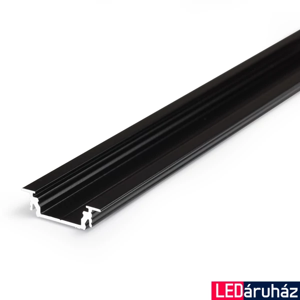 Topmet Groove14 süllyesztett alumínium LED profil, fekete (előlap: E, F) - A3020021 - szálban