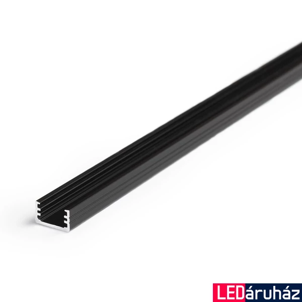 Topmet Slim8 lapos alumínium LED U-profil, fekete eloxált (előlap: A) - 89030021 - szálban