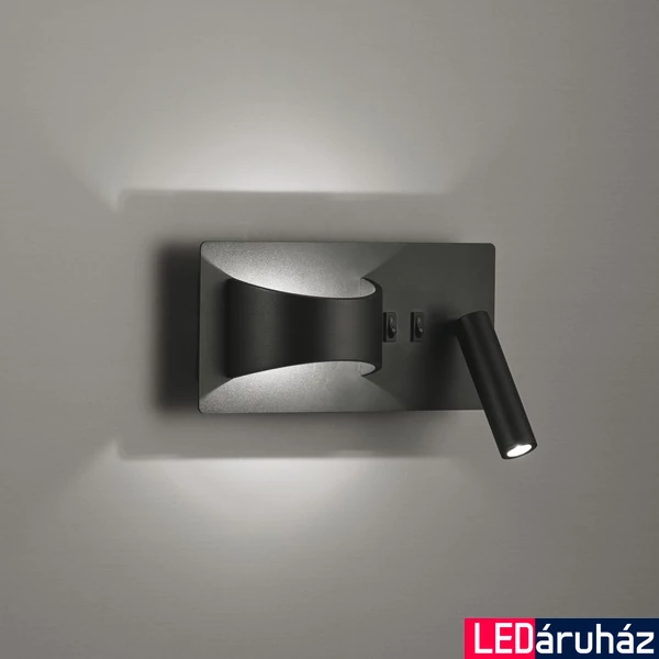 Viokef JAKE fali lámpa, integrált foglalattal, fekete, beépített LED , 520 lm, VIO-4243300