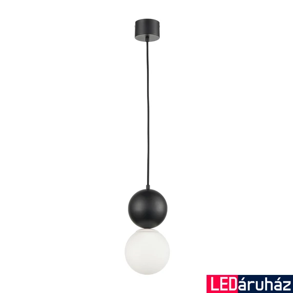 Viokef STONE 1 ágú függeszték, fekete,fehér üveg, G9 foglalattal, VIO-4236700